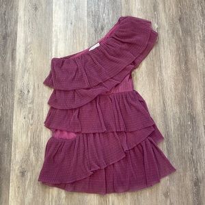 Purple one shoulder ruffle dress size M